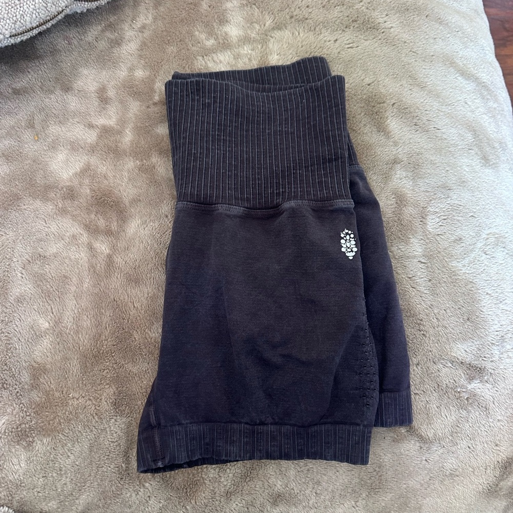 Free people good karma washed ribbed high rise booty athletic shorts